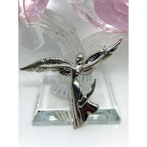vintage Serenity "Angel in Disguise" Silver Tone Brooch Pin Engraved 2 3/8"